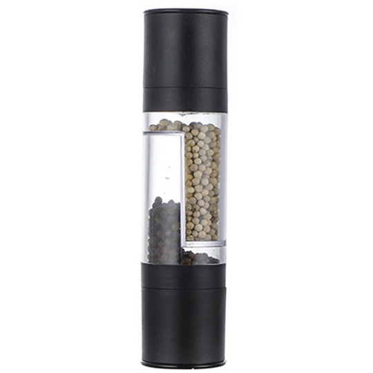 Salt and Pepper Grinder - 2 in 1 Manual Salt Pepper Mill Herb Spice Grinder Shakers Refillable black