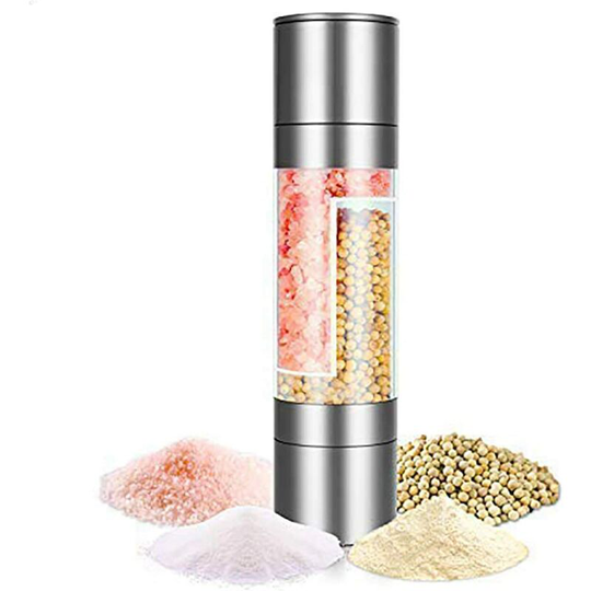 Pepper Mills Salt Pepper Grinder, 2 in 1 Manual Stainless Steel Pepper Mill and Spice Grinder Internal Ceramic Shaker