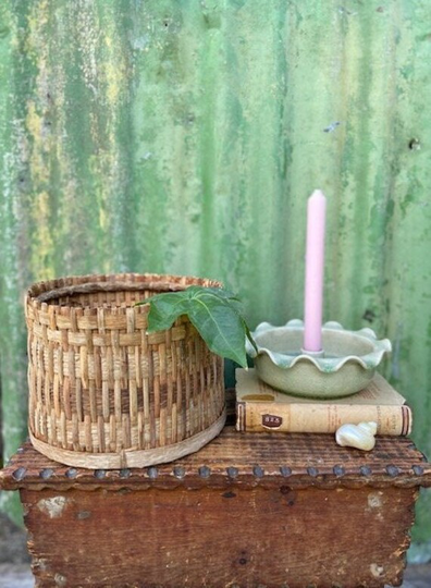 Vintage Large Planter, Natural Woven, Wicker Basket, Rattan, Bathroom, Round, Storage Boho Decor, Rustic Cottagecore Decor