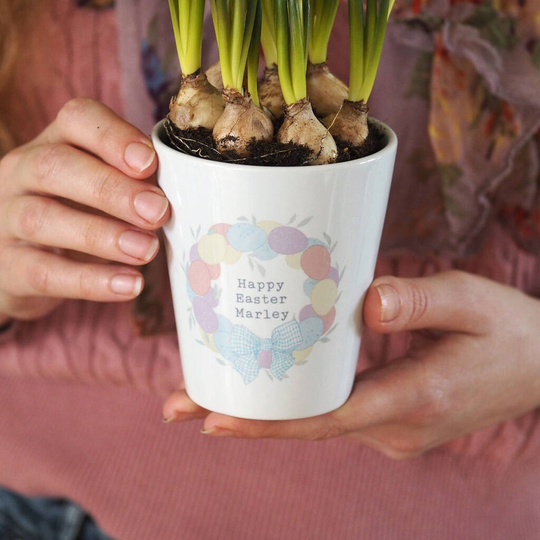 Personalised Easter Wreath Plant Pot With Seeds