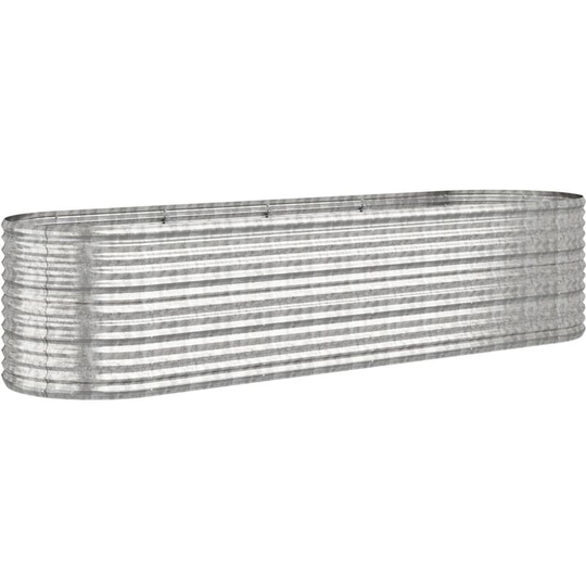 Garden Planter Powder-coated Steel 296x80x68 cm Silver Vidaxl Silver