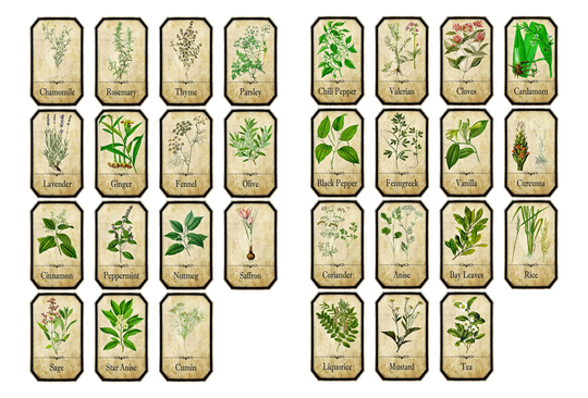 Set Of Vintage Style Apothecary Spice Herb Labels Sticky Backed Vinyl Water & Oil Proof