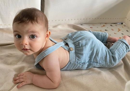 Baby Overall, Natural Dyeing, Organic Cotton, Boho Clothes, Summer Muslin Ramper, Gots Certificate, Kids Jumpsuit, Indigo