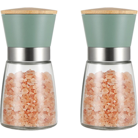 Salt and Pepper Grinders Refillable Peppercorn Mills Set Ceramic Core Adjustable Coarseness green