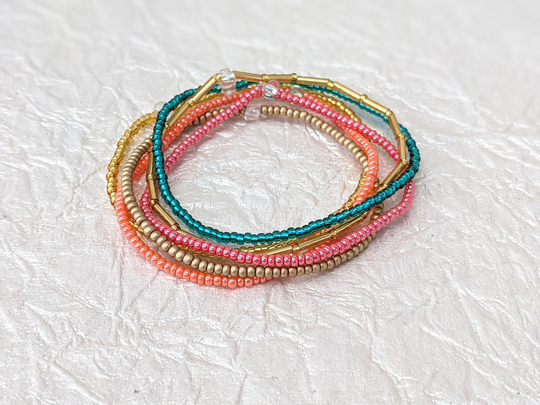 Bracelet Set, Seed Bead Bracelet, Stretch Small Beaded Stack, Colorful For Women