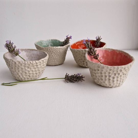 Handmade Ceramic Small Planters With Circle Design