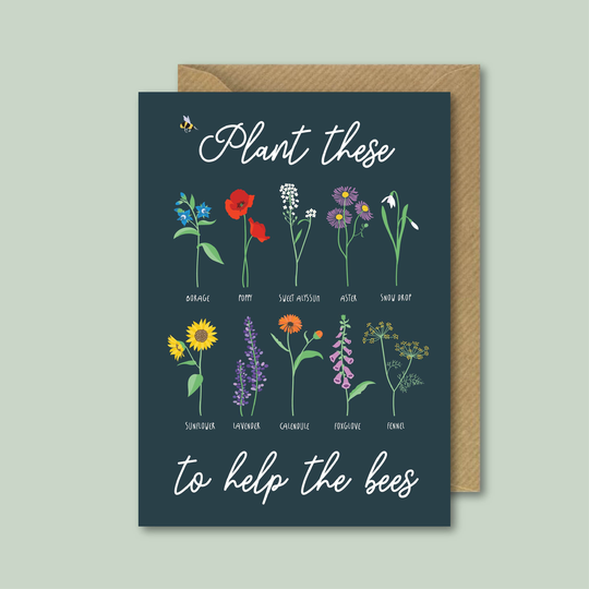 Plant These To Help The Bees - Card With Seeds Spring