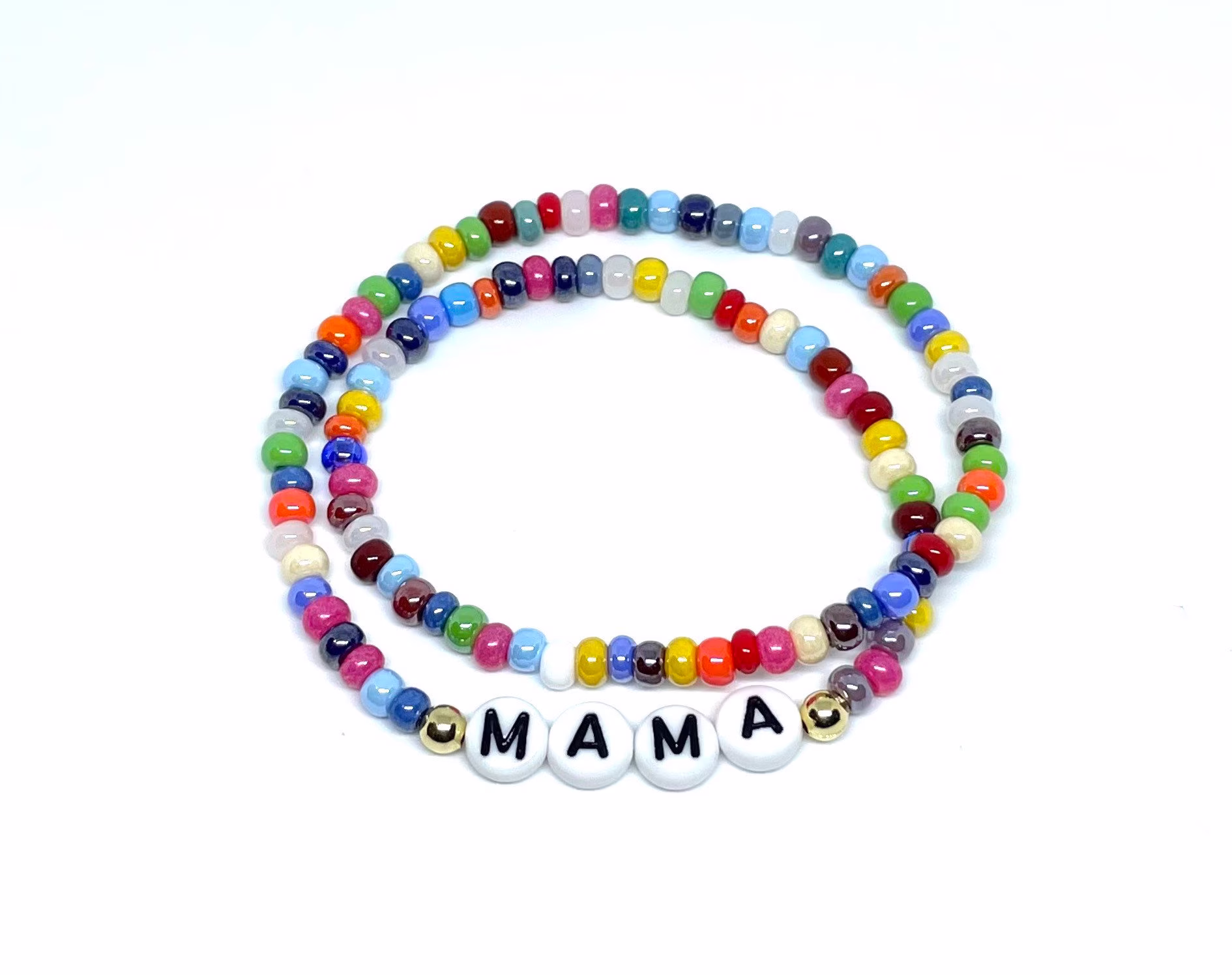 Seed Bead Wrap Bracelet | Mama Custom Word Initial Seed Jewelry Friendship Bracelets
