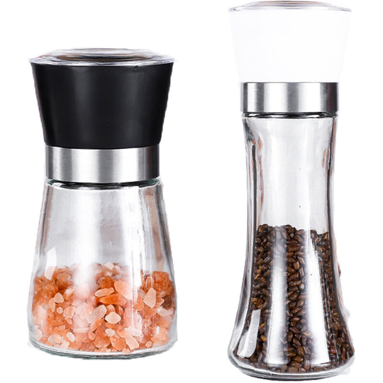 Fvbjd - Salt and Pepper Shakers Adjustable Coarseness Pepper Grinder Mill for Sea Salt Spice Stainless Steel 1pcs black + 1pcs high white