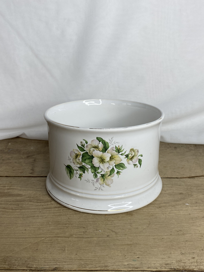 Vintage Ceramadado Pottery Large Round White Plant Pot With Blossom Detail. in Good Condition