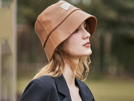 Leather Bucket Hat/Fall Winter Season Hat/Womens Japanese Hat /Womens /Faux