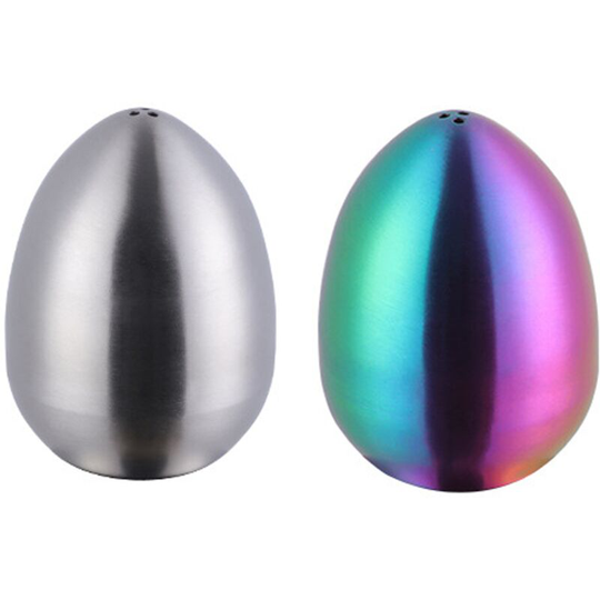Stainless steel egg seasoning jar kitchen salt and pepper shaker with three holes True Color + Magic Color