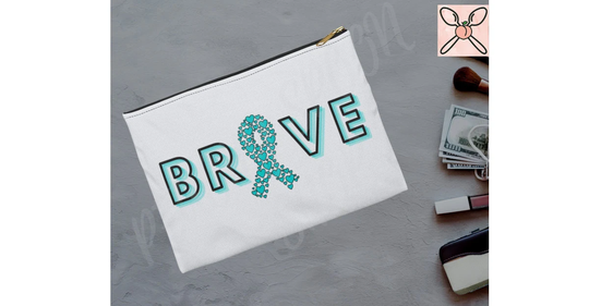 Teal Awareness Ribbon Bag | Medicine Cancer Medication Make Up Dysautonomia Ptsd Anxiety Pcos Pots