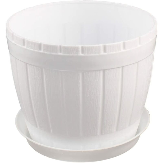Sourcing map Flower Pot Plant Herb Plastic Cylinder vegetable Home Garden White