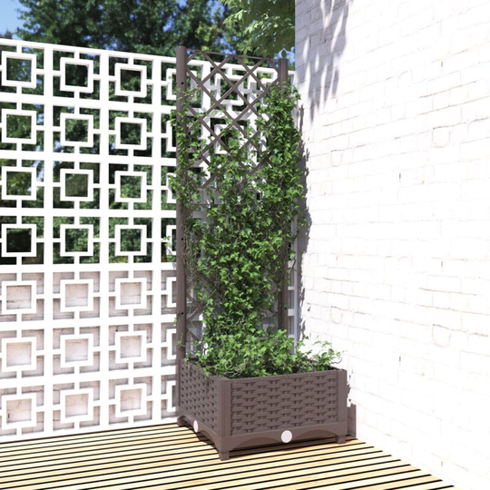 Asupermall - Garden Planter with Trellis Brown 40x40x121.5 cm pp