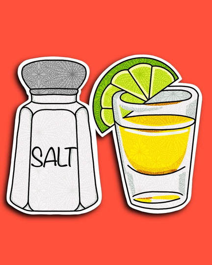 Salt & Tequila Sticker, Drinks Cocktail Alcohol Stickers, 21St Birthday Gift For Her, Waterbottle Stickers Weatherproof