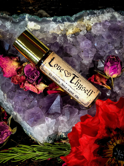 Beautiful Self Love Oil Infused With Herbs, Flowers & A Rose Quartz Roller