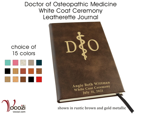 Osteopathic Medicine Student White Coat Ceremony Gift Personalized Leatherette Journal