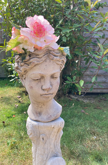 Goddess Head Planter - Female Bust Plant Pot Stone Lady Woman Face Roman Grey 4Kg