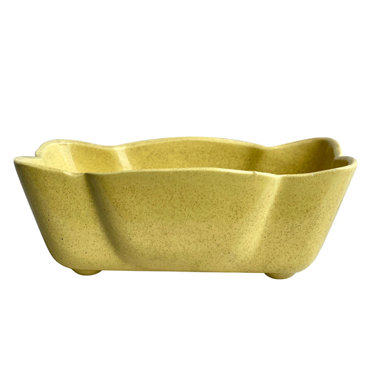 Vintage Boho Yellow Speckled Porcelain Indoor Bowtie Planter By Upco Pottery