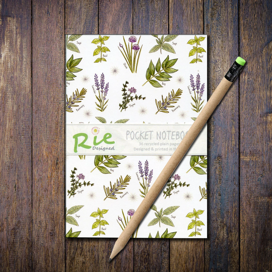 Herb Notebook A6 & A5 Recycled Plain Paper Journal Jotter Sketch Food Pocket Recipe Kitchen Cooks Note Book