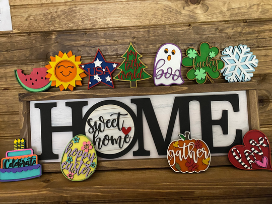 Home Framed Sign With 12 Attachments I Attachments Multiple Seasons/Holidays