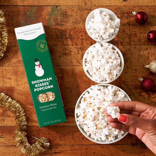 Custom Xmas Stocking Stuffer Gift, Snowman Kisses Hulless Popcorn Kernels For Christmas Movie Employee Gift Idea