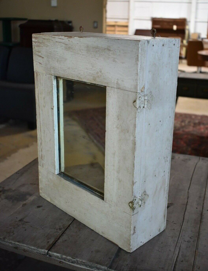 Antique Shabby White Wall Medicine Cabinet, Cupboard With Mirror