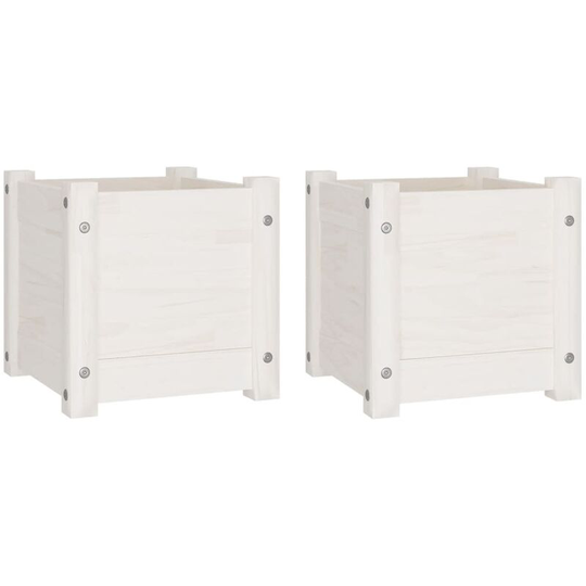 Garden Planters 2 pcs White 31x31x31 cm Solid Pinewood Vidaxl White