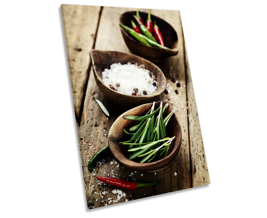 Salt Chilli Peppers Kitchen Print Canvas Wall Art Picture Framed