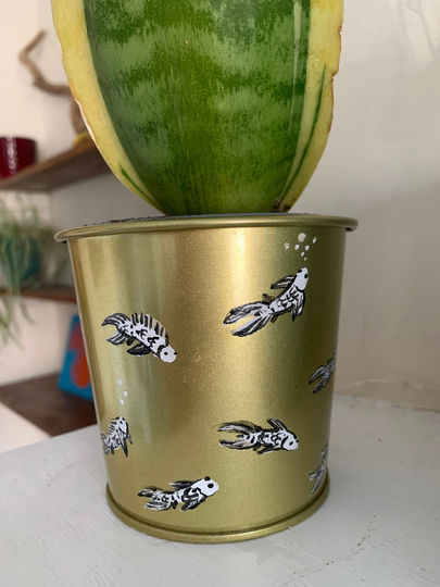 Swimming Fish Hand Painted Indoor Plant Pot