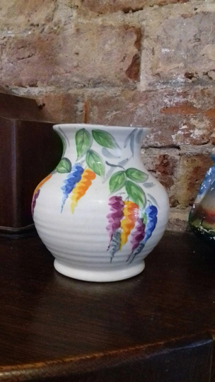 Antique Art Deco 1920's Bewley Pottery England Colourful Wistera Floral Pot