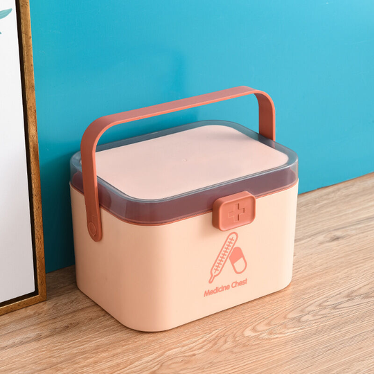 Betterlifegb - BR-Vie Medicine Box, 2 Tier Medicine Box, Medicine Kit, Plastic First Aid Box, with Handle, Medicine Storage Box, for Emergencies(Pink)