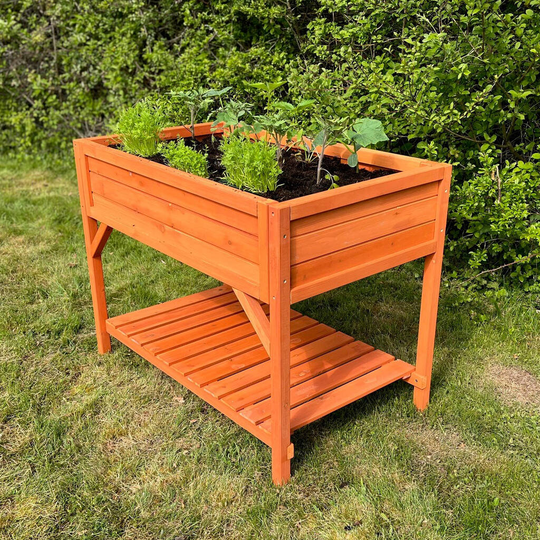 Wooden Raised Herb Planter With Two Liners