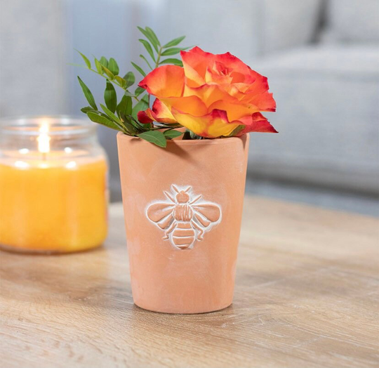 Small Terracotta Pot With Single Bee Design