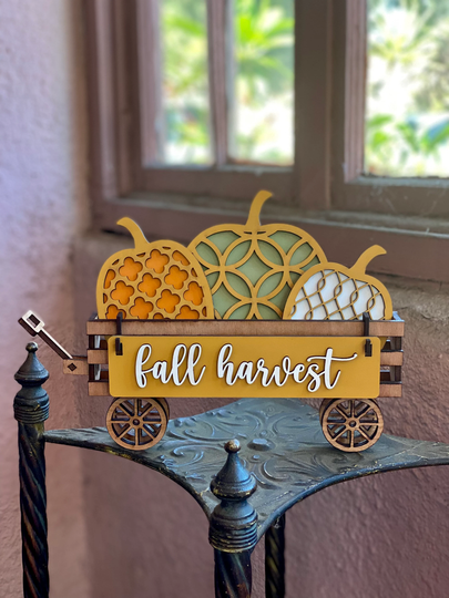 Interchangeable Seasonal Wagon, Decorative Shelf Sitter Fall Wagon Decor, Harvest Signs, Thanksgiving Decor