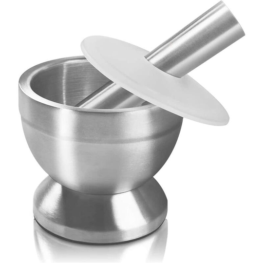 Mortar Pestle, 18/8 Stainless Steel Kitchen Mortars and Pestles for Garlic Spices Herb Medicine Pills