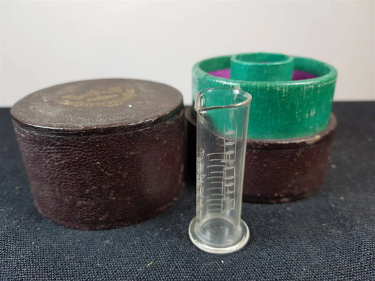 Antique Medicine Glass Minim Measure in Original Case Box Victorian Etched