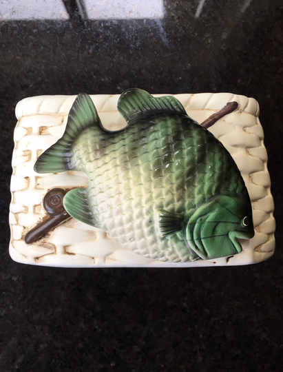 Vintage Napco Planter Fish Basket Retro Desk Caddy Sri Lanka 1960's Excellent
