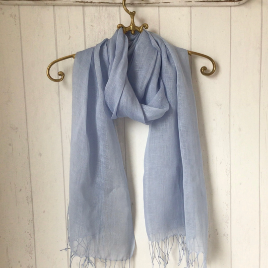 Blue Linen Scarf/Linen Scarves 100% Blue Scarf /Linen Wrap - New Season Look