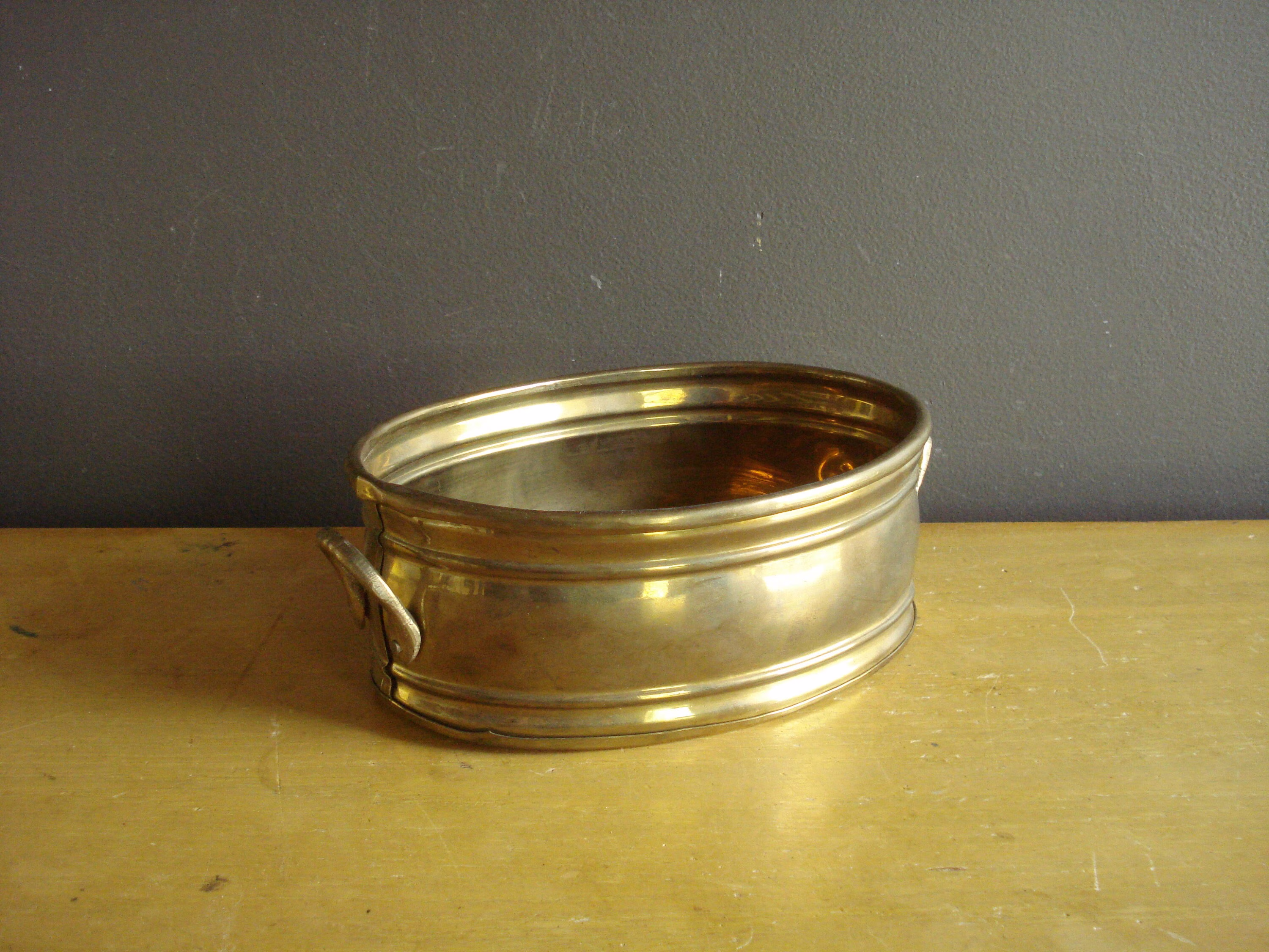 Brass It Up - Small Planter Or Bin Oval Bowl With Handles