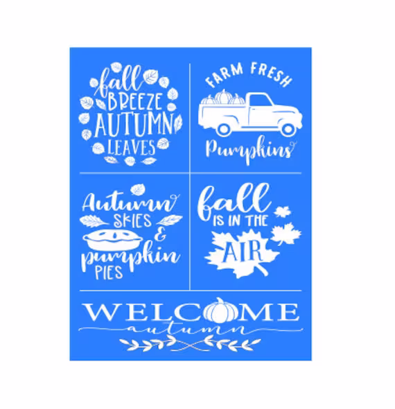 Fall Stencil | Reusable Adhesive Silkscreen Stencil Wood Chalk Painting Mesh Transfer Pumpkin Sign Seasonal Wall Decor