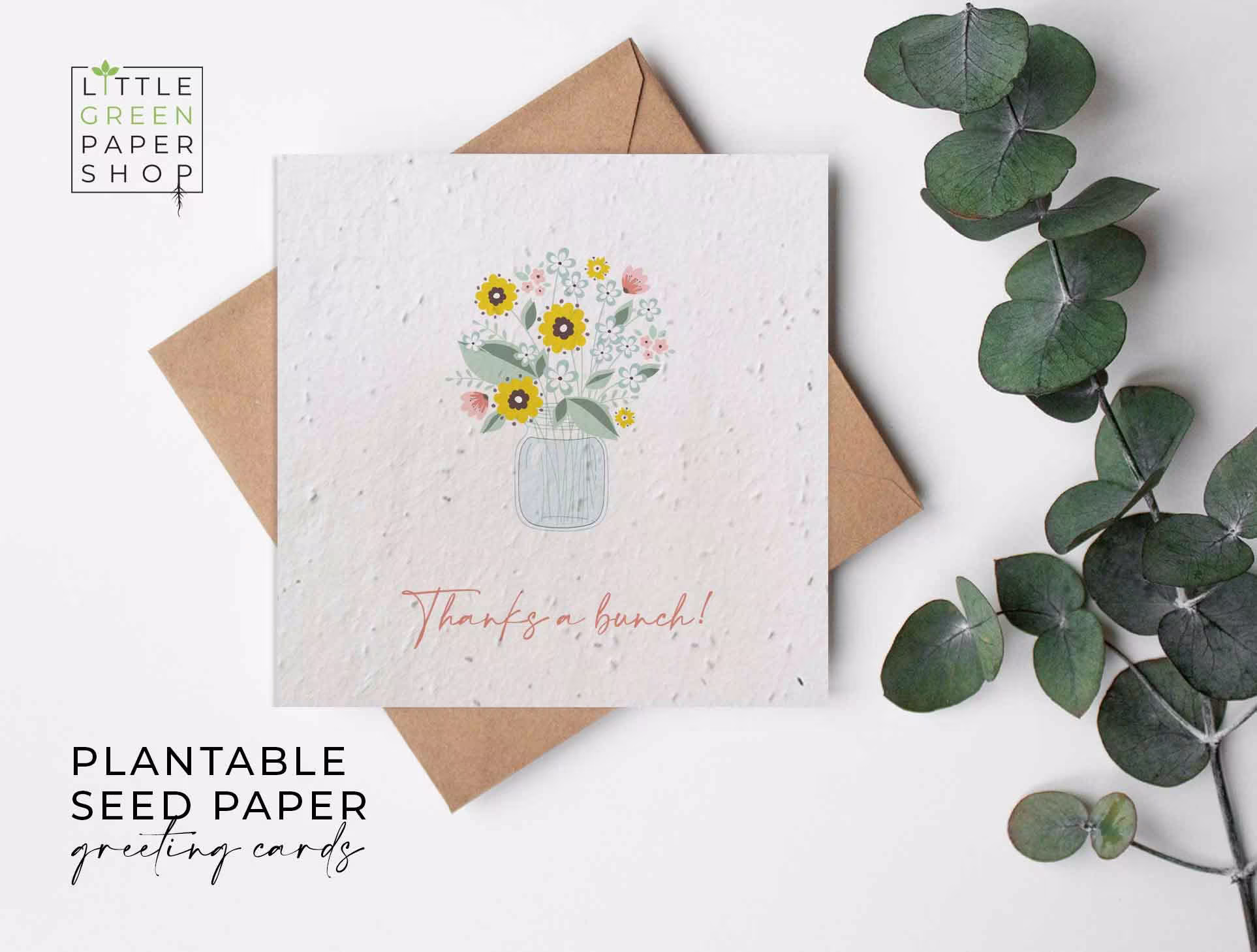 Plantable Flower Seed Paper Cards - Thank You Congratulations, Friends, Family, Greeting, Gardening, Eco-Friendly, Biodegradable