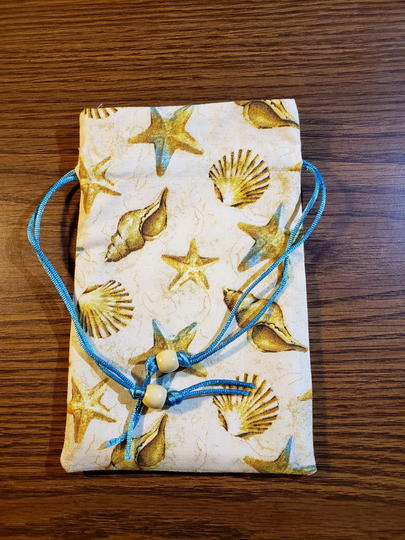 Medium Tarot Bag With Ruffle - Sea Shells & Starfish