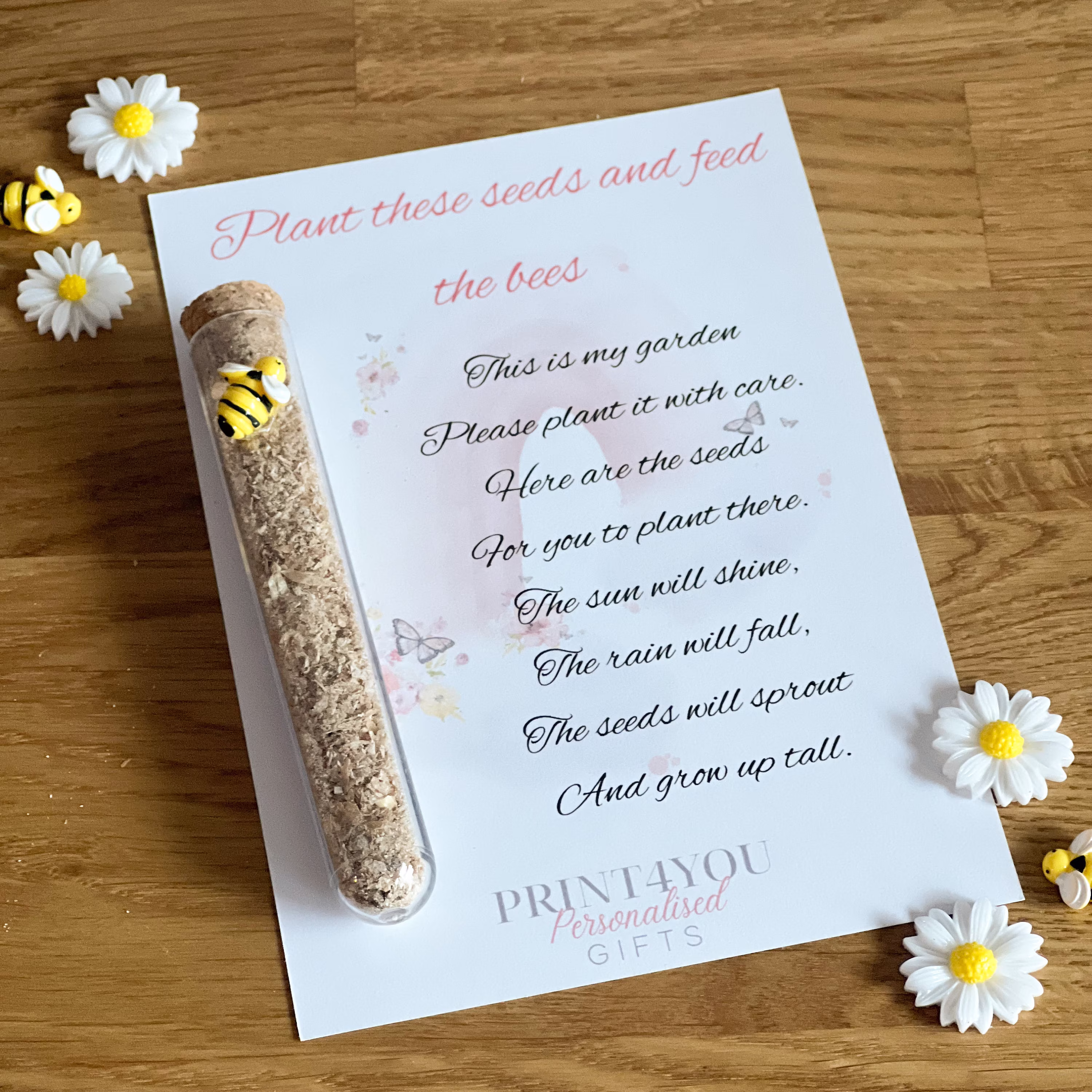 Plant The Seed & Feed Bees Postal Letterbox Gift, Wild Flower Seeds, Easter Springtime Gift For Children