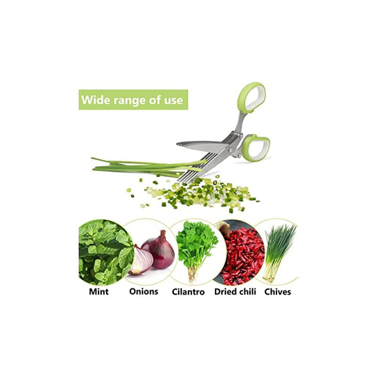 5 Blade Grass Trimmer Scissors Multipurpose Kitchen Scissors with 5 Stainless Steel Blades, Safety Cover and Cleaning Comb Cilantro Scissors Sharp