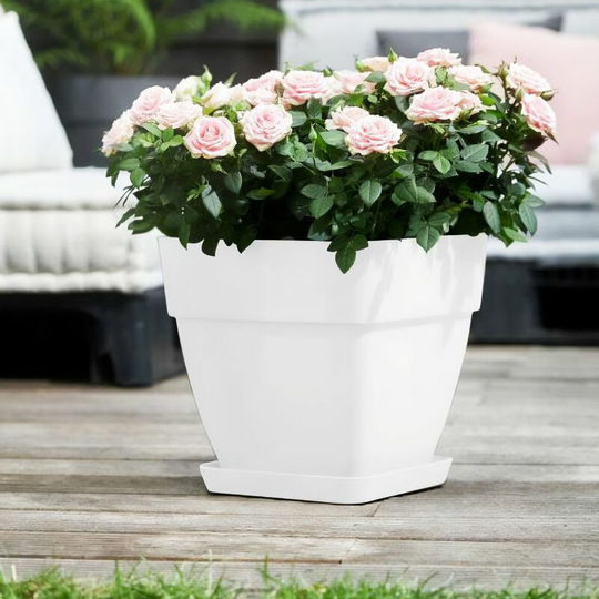 Flowerpot Cachepot Garden Planter Box Outdoor Plant Pot Modern Design Plastic White Round Square Rectangular eckig/30 Liter (de)