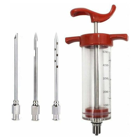 Food Syringe Marinade Syringe 30ml Seasoning Injection Tool with 3 Needles Brine Syringe Meat Injector for Chicken Beef Turkey Meat Roasts BBQ(A,A)