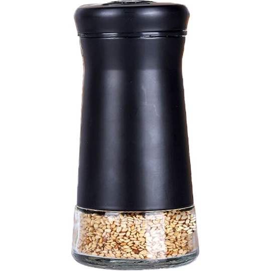 Fvbjd - Salt and Pepper Shakers set - Spice Dispenser with Adjustable Pour Holes - Stainless Steel & Glass tapered black
