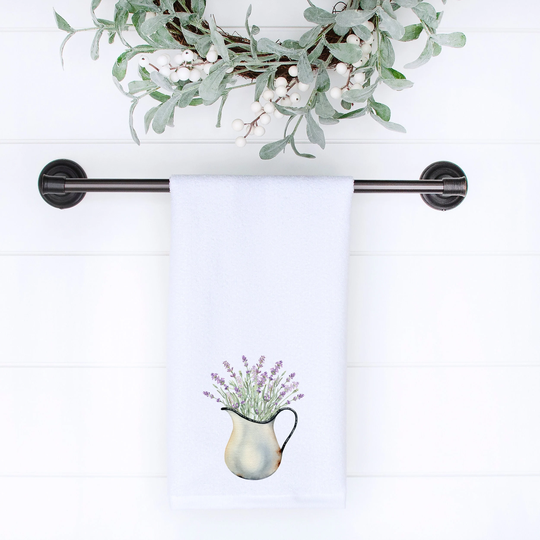 Lavender Hand Towel, Velour Bath Luxury Guest Decor, Herb Elegant Kitchen Towel